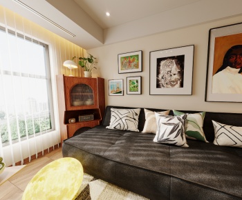 软装丰富  灯光有层次的奶油中古风家装