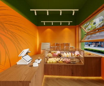 甜品店  爱马仕橙和牛油果绿配色 高级耀眼