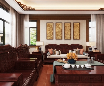 中式别墅  一楼客厅