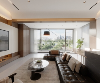 横厅开放式厨房三居室家装效果